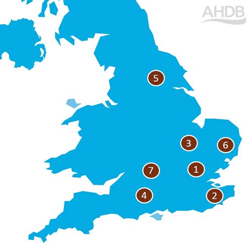 UK map indicating the core monitor sites for CSFB monitoring in 2024